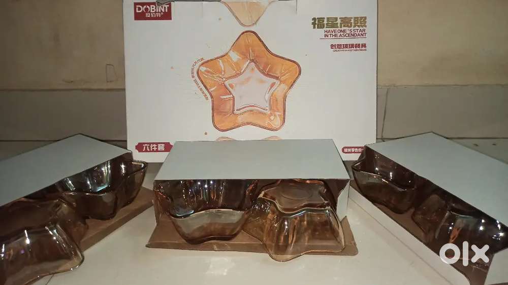 DOBINT 6-Piece Star-Shaped Glass Bowl Set – Elegant Tableware
