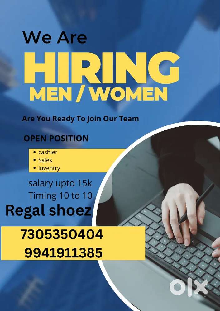 Wanted sales persons, cashier, inventory