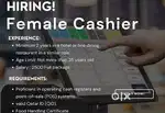 Required Female Cashier To work in Food Sector