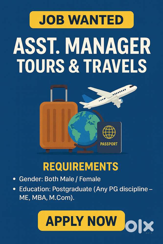 Asst. Manager - Tours & Travels @ 5 Roads, Salem