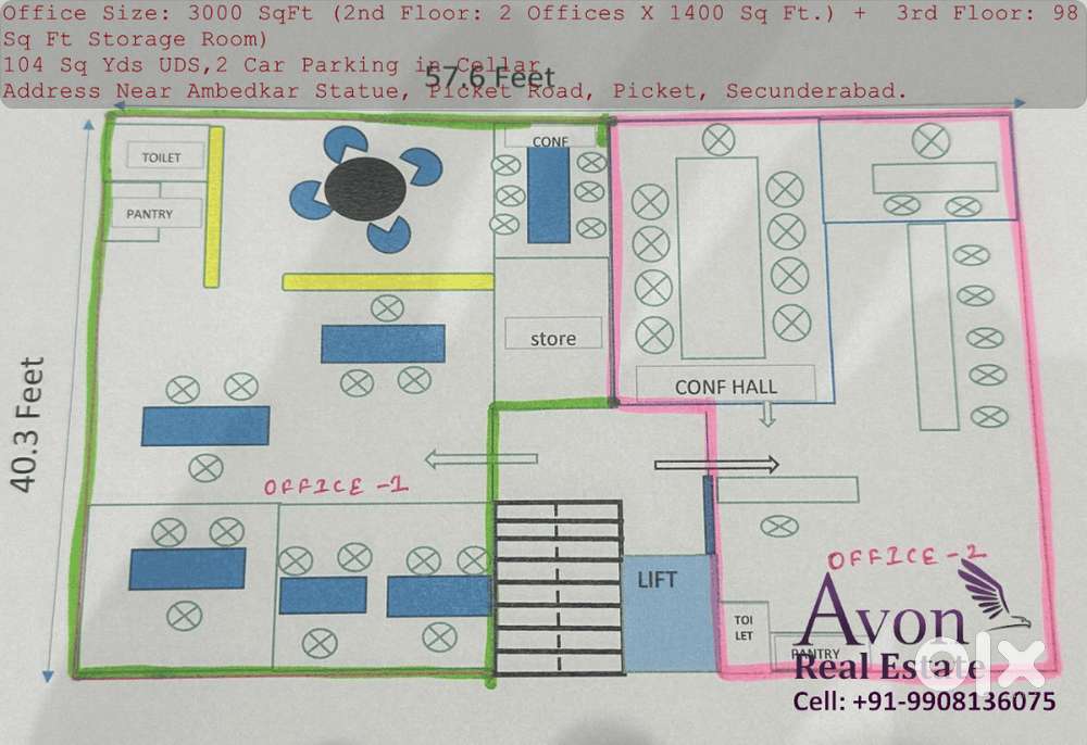 FOR SALE - 3000 SQFT – PLUG PLAY OFFICE SPACE - 2ND FLOOR, SECBAD