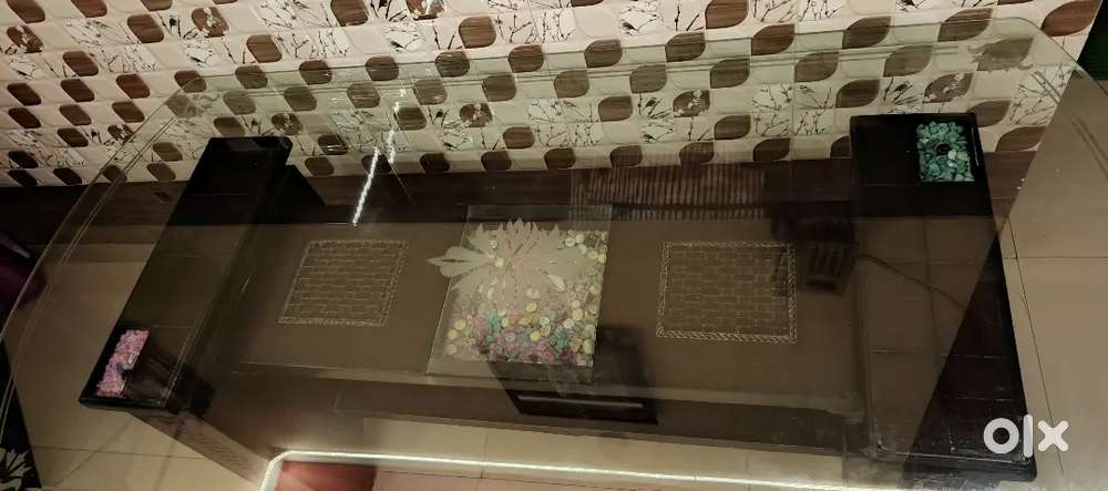 Wood and glass dining table without chair 1 year old