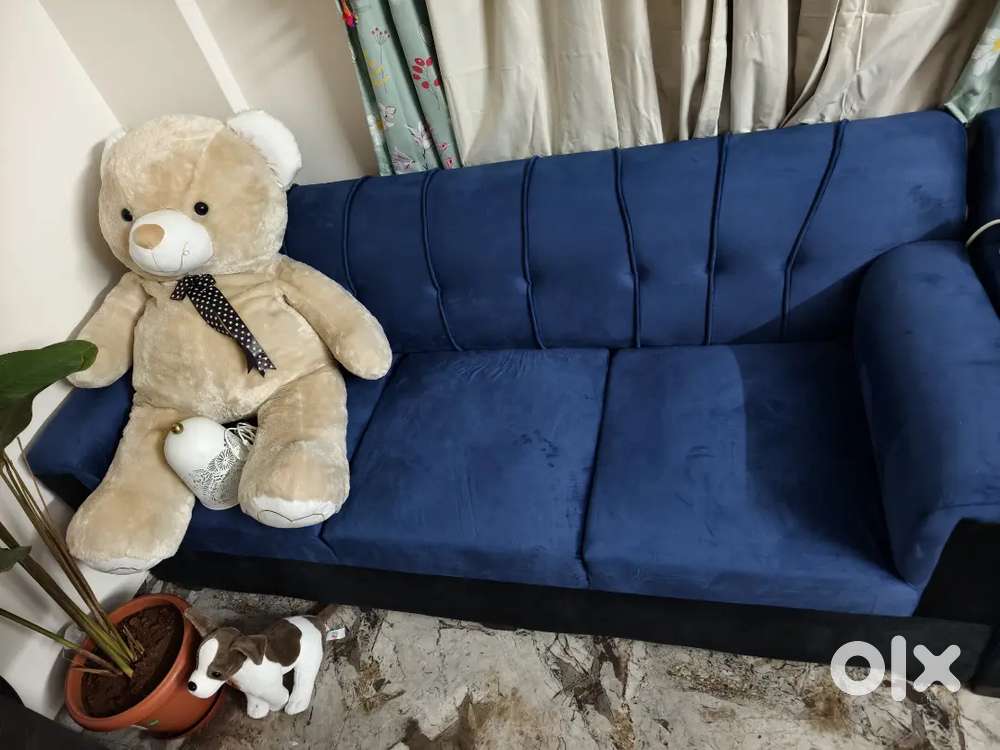 CASASTYLE Wayfolve 3 Seater  Sofa -(Blue-Black)