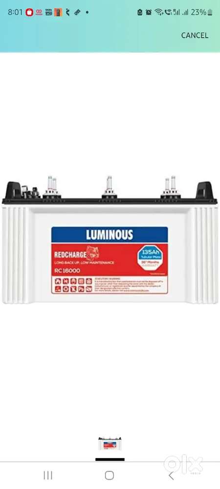 Urgent inverter battery luminous 135AH