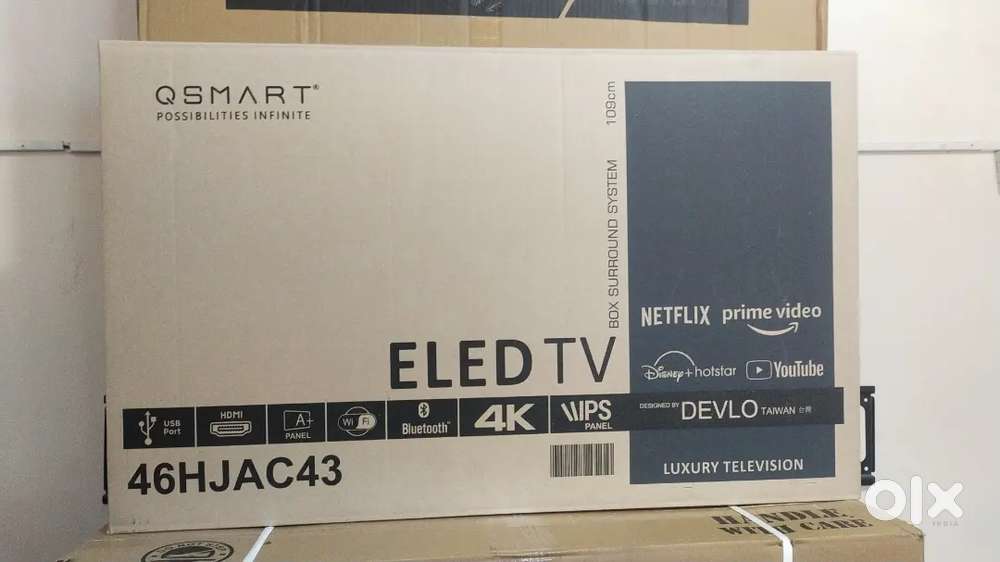 43 inches frame less Q led with Bluetooth voice control remote inbuilt