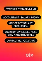Accountant required minimum experience 1 year