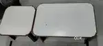 Wooden Central table with mica set of two and glass trolley