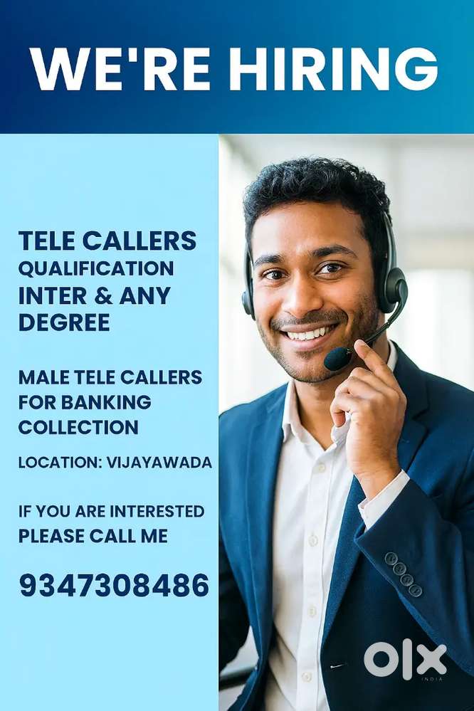 Male tele callers jobs available