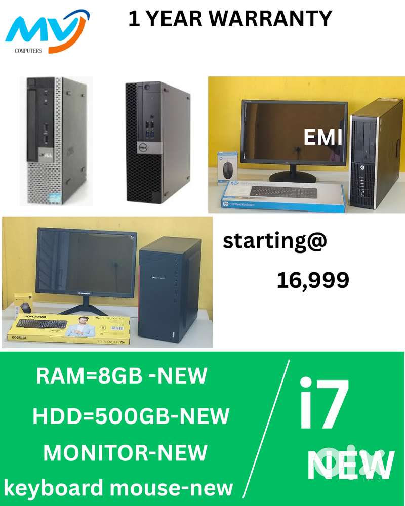 Keyboard Mouse  Ram - 8GB DDR3  Hard Disk - 500GB  All Basic Software