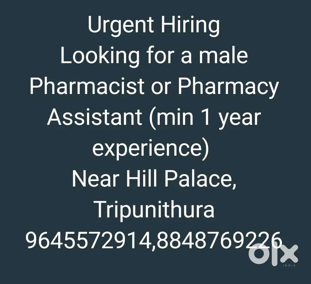 Pharmacist/Assistant Pharmacist -Urgent Hiring