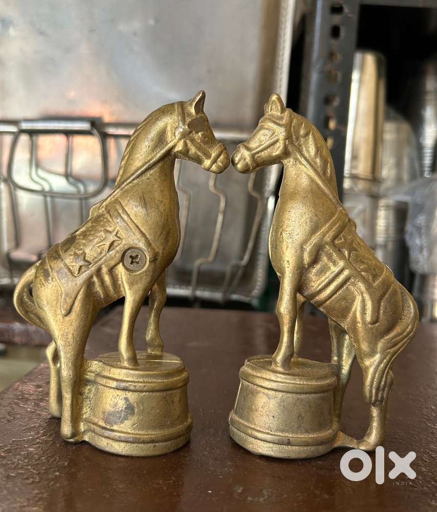 Antique 2 horse brass pair