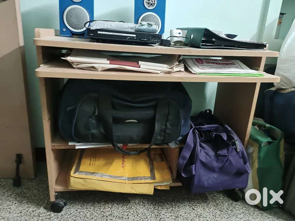 Wooden single cot and computer table