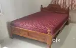 Queen Size Wooden Cot and Mattress for sale