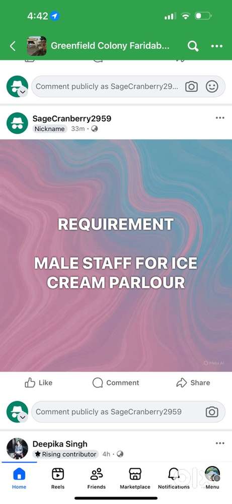 REQUIRED STAFF( MUST HAVE COOKING KNOWLEDGE ) FOR ICE CREAM PARLOUR