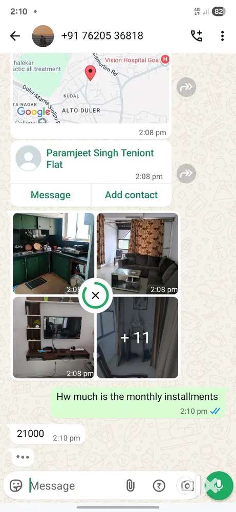 1 Rk flat for rent in socorro aardi porvorim 7000 + light bill n