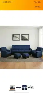 5 Seater 3+1+1+2 Puffy Sofa Set (Blue-Black)