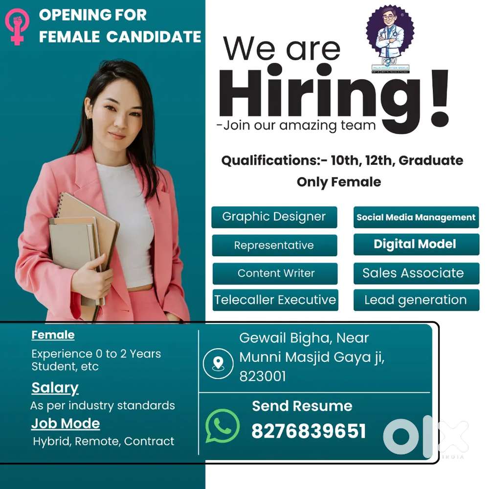 Only Female Candidate will apply