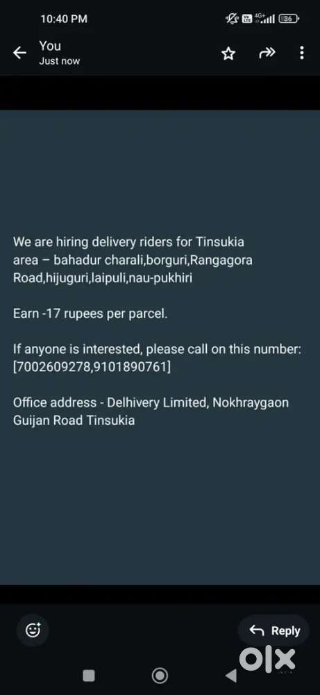 Delivery job