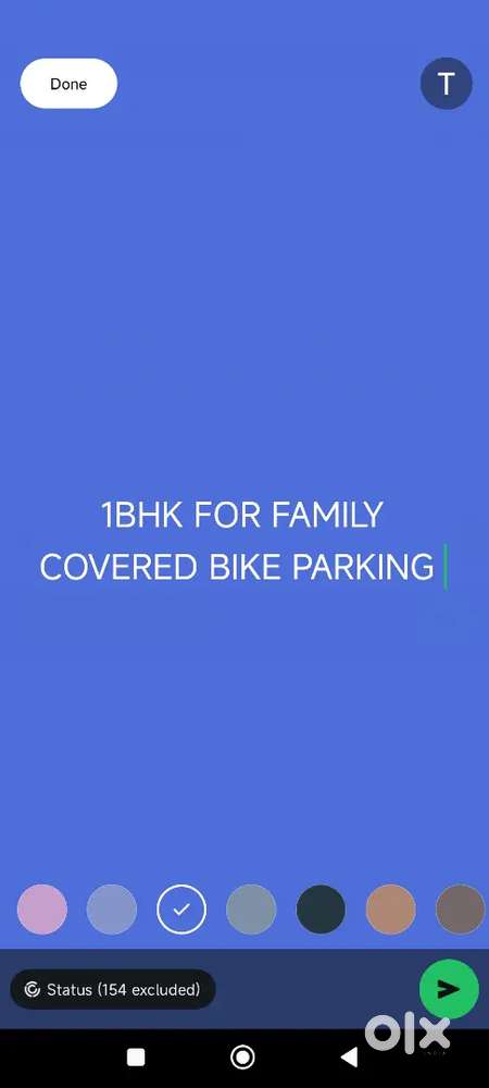 Compact 1BHK preferred for a family. Covered bike parking
