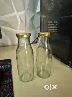 Glass Milk Bottle (with Golden Cap)