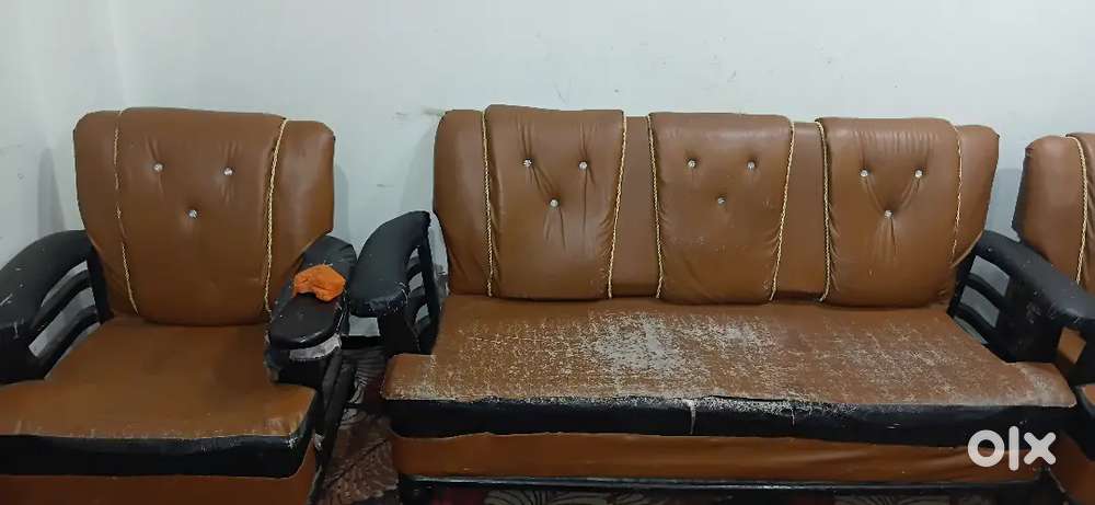Two sofa set tan colour