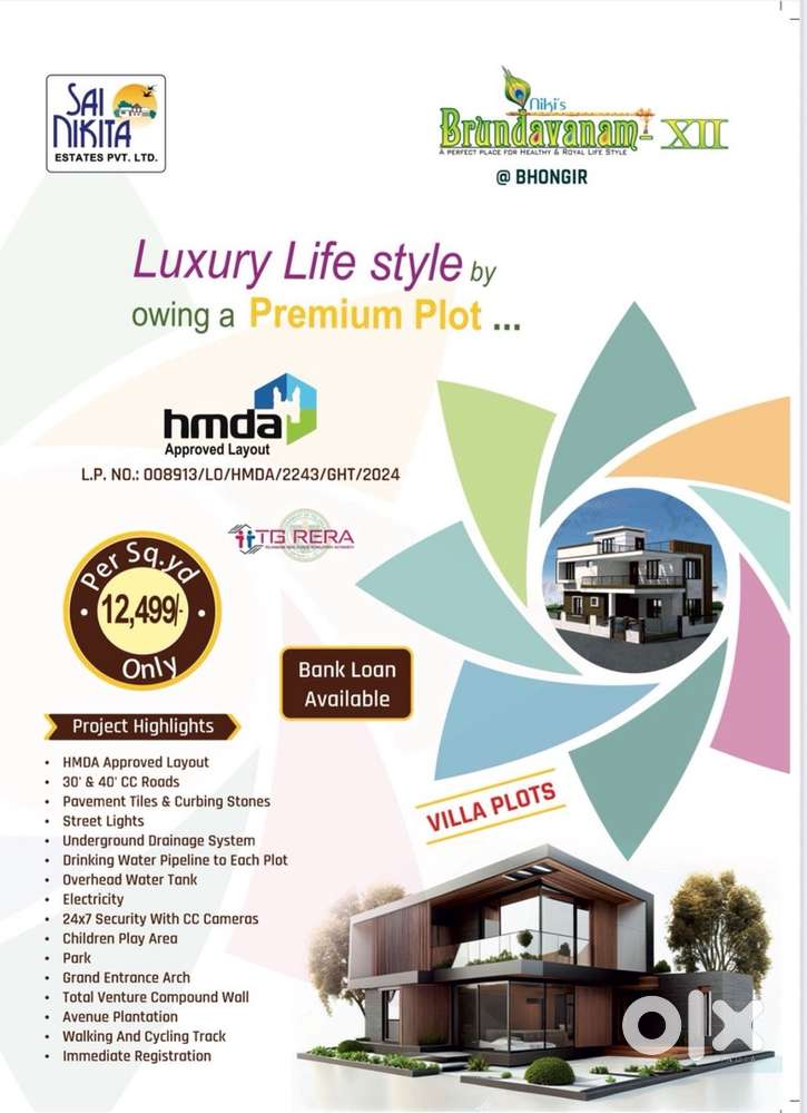 Road facing Villa plots, for sale, Hmda Bhongiri