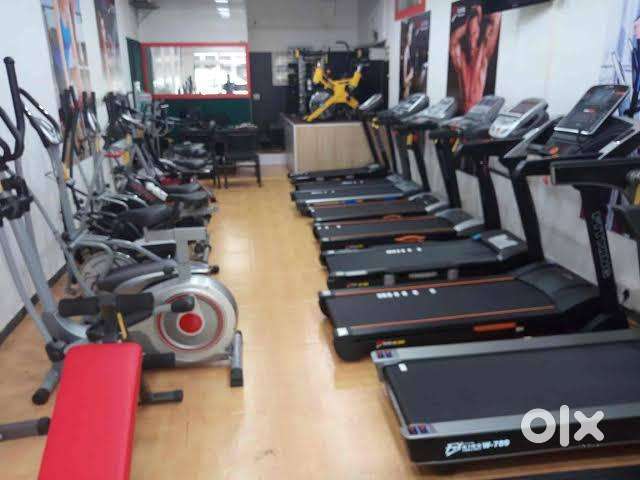 All gym equipment exercise cycle and treadmill