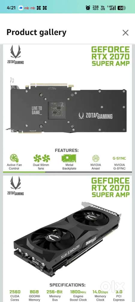 ZOTAC RTX 2070 SUPER AMP EDITION GRAPHICS CARD