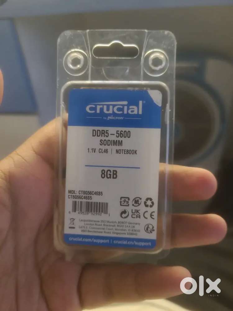 Crucial DDR5 5600MHz 8GB Laptop RAM (Brand
New, Sealed)