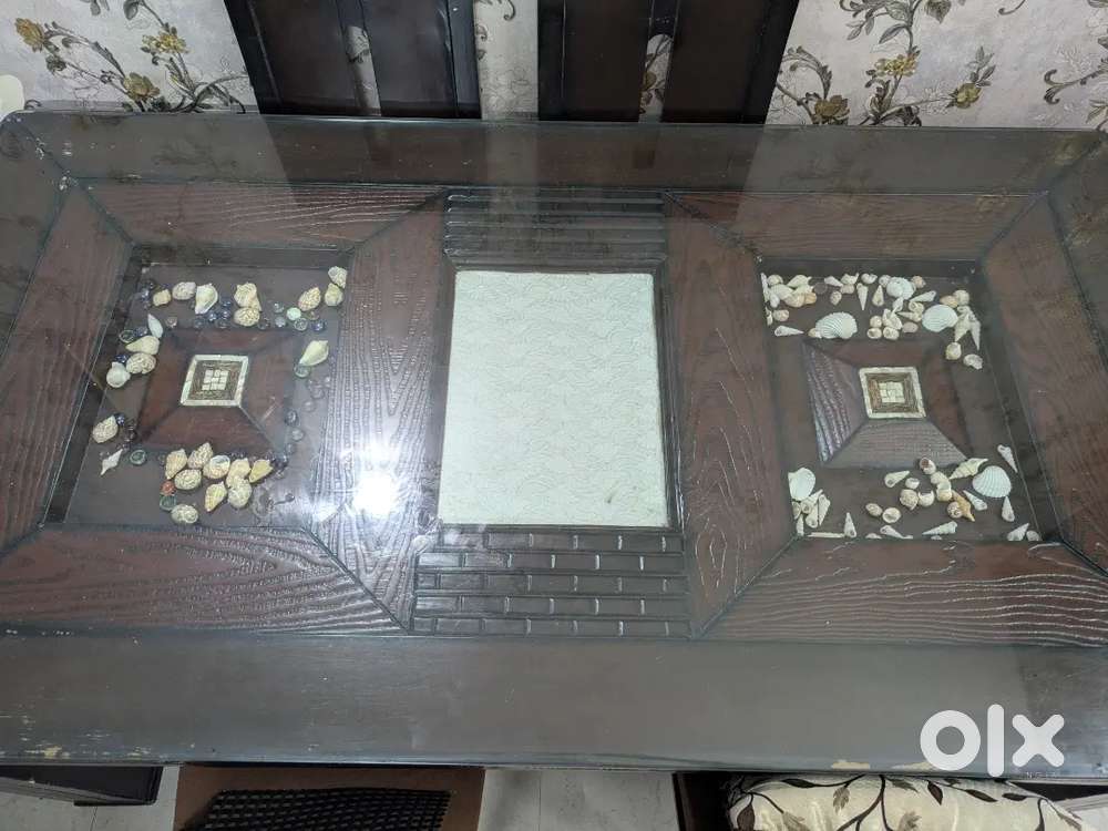6 seat dining table with glass top + Shoe Rack
