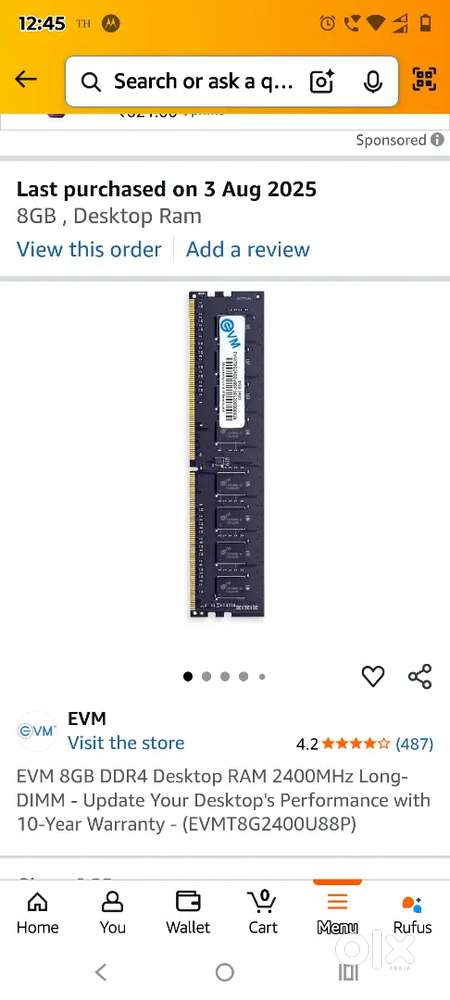 2400EVM8 GBDDR desktop RAMmhzlong dimm