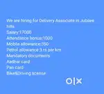 Wanted Delivery Associates in Jubilee Hills