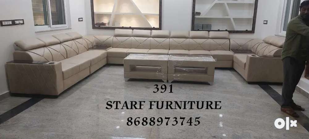 U shape sofa with diamond stitching in starf furniture