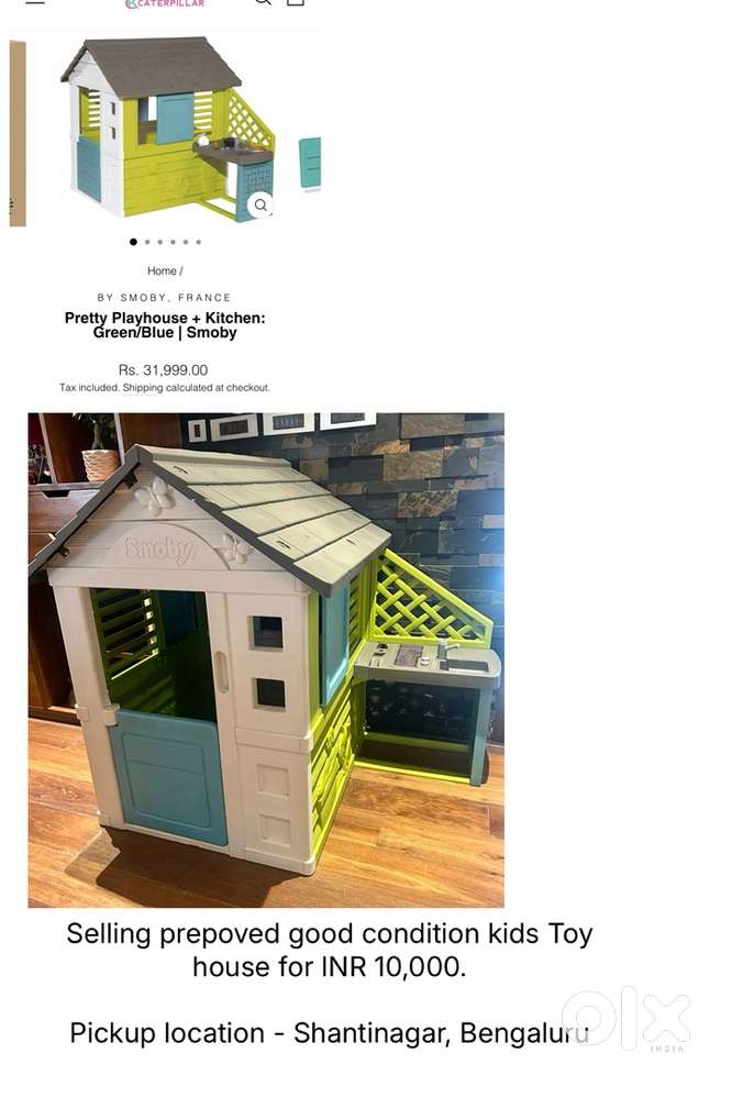 Smoby pretty playhouse+ kitchen (green/ blue)