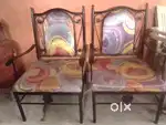 2 nos Rot iron chair + 2nos Plastic chairs for sale
