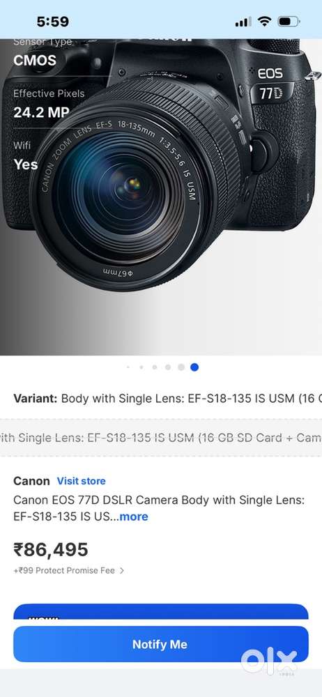 Canon d77 dslr camera