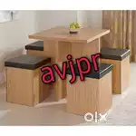 New wooden four seater dining table with chairs cafe furniture