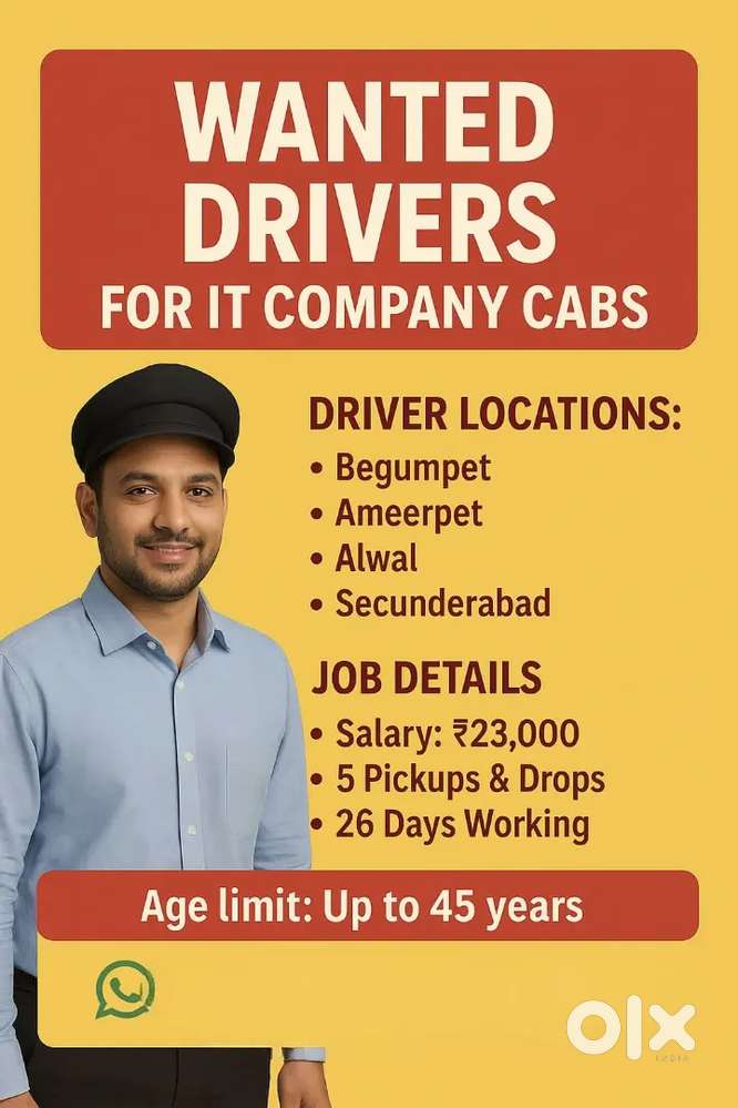 NEEND CAB DRIVER'S FROM IT COMPANY'S SERVICES