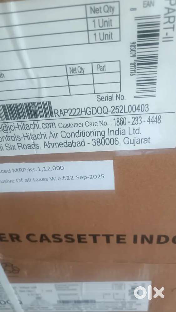 Hitachi cassette ac brand new sale 2 ton