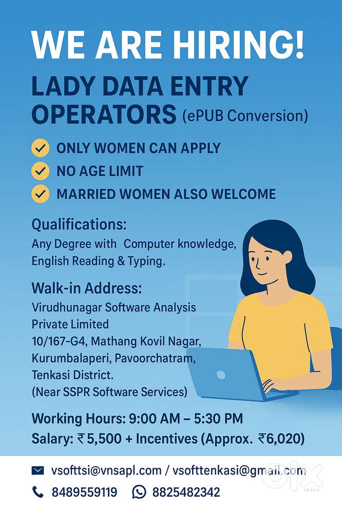 Lady Data Entry(ePUB Conversion) Operators