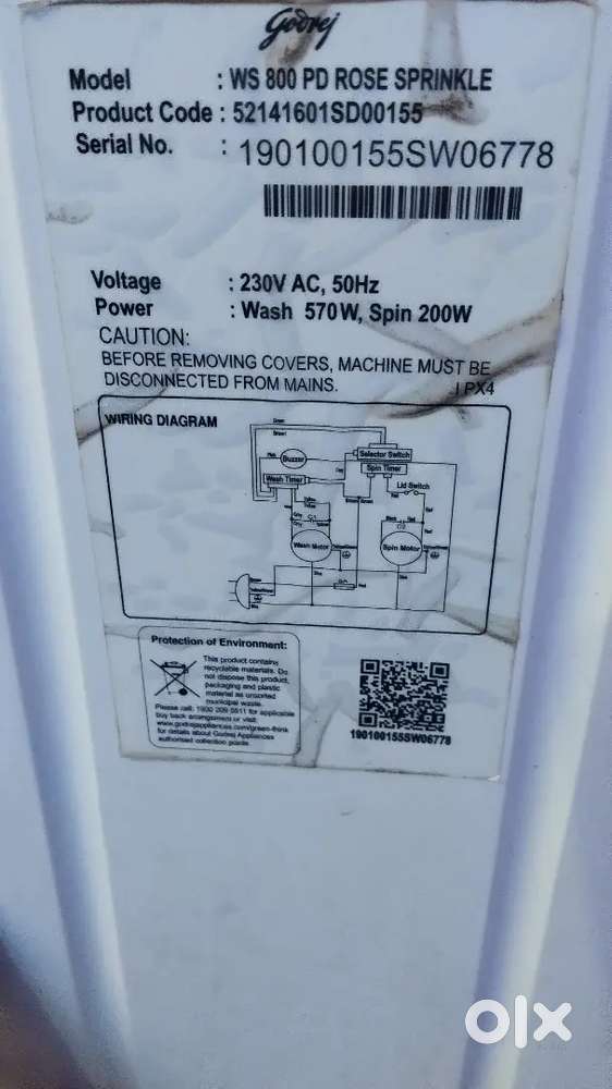 Godrej Washing Machine Semi Automatic 8.0kg WS800PD Rose Sprinkle
