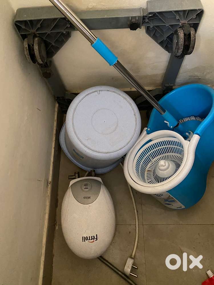 Geyser Ferroli, cloth rack, mop bucket, bucket