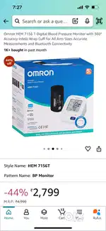 BP Monitor OMRON, Japan with intelli wrapcuff 360 Accuracy