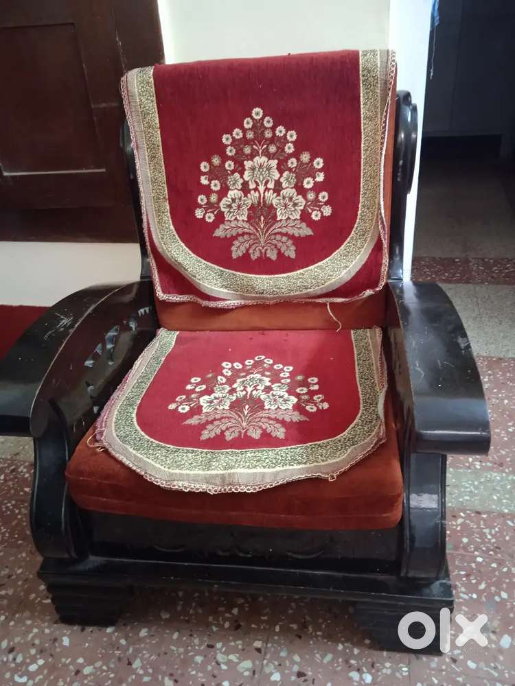 Wooden 3 seater sofa with 2 single chair set for sale