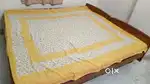 Double cot bed,pure teak wood dining table and 4 chairs and one sofa