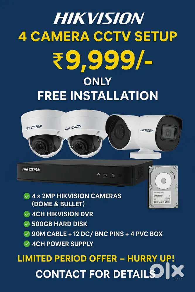 CCTV 4 camera Setup HIKVISION @9999/+ only with installation on site