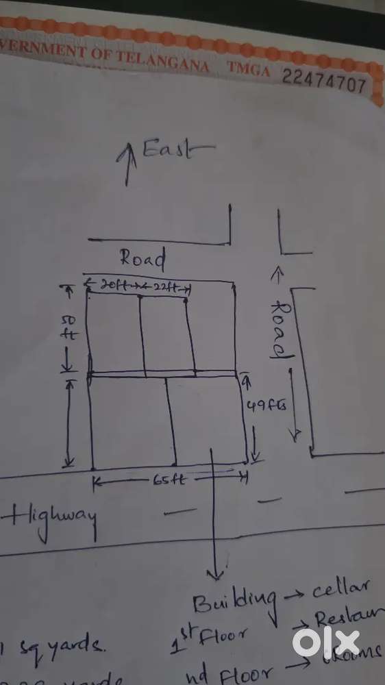 Commercial property for sale with 65 feet road face and 450sq yards