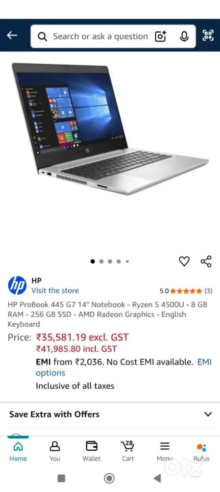 BRAND NEW UNUSED IMPORTED LAPTOP METAL BODY HP RYZEN 5 GRAPHICS LAPTOP