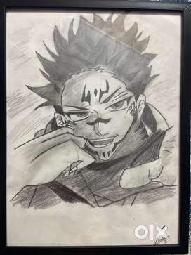 Painting , handmade sukuna drawing with frame