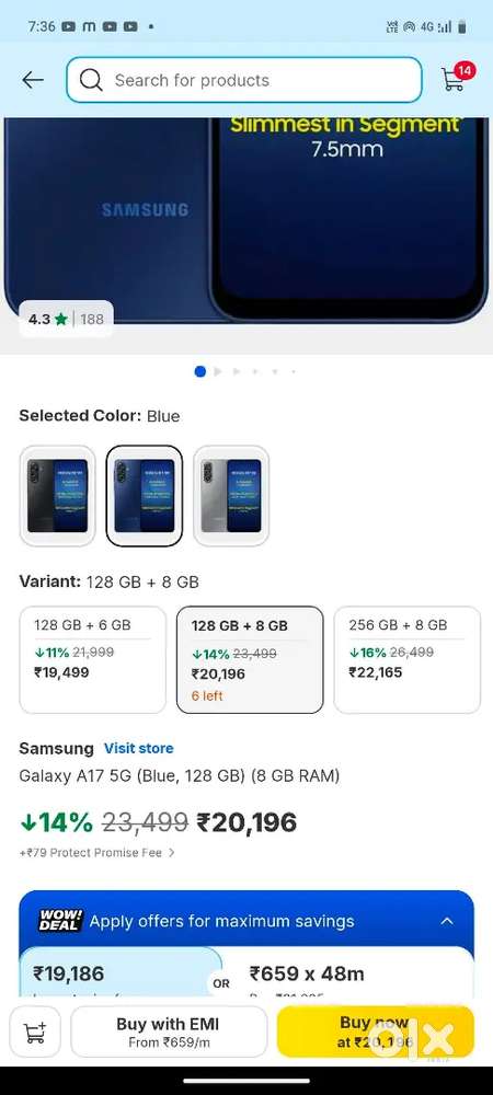 for sale only 1week used samsung a17 5g 8/128